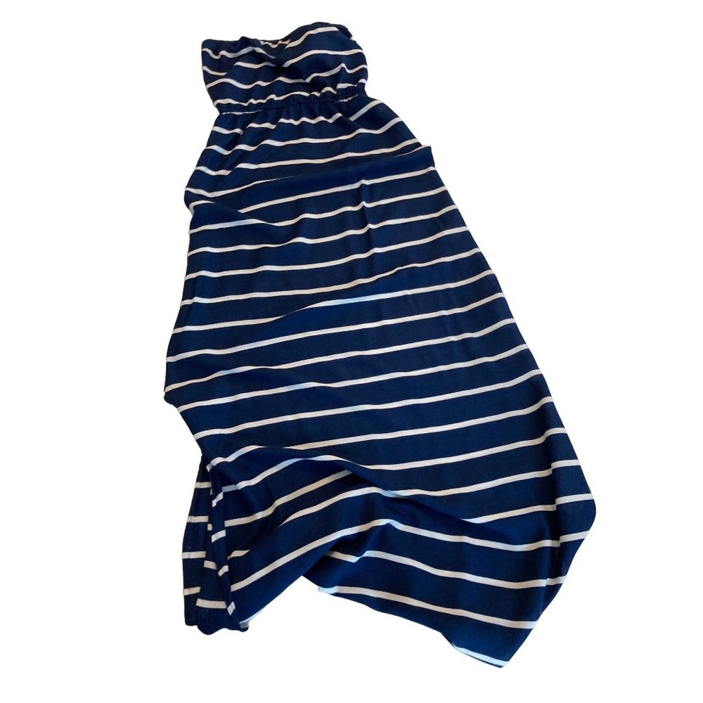 ABERCROMBIE & FITCH Striped Maxi White Navy Size S Strapless Dress Small